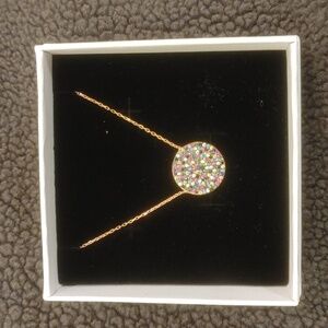 925 Sterling Silver Rose Gold Multi-Color Zirconia Crystal Necklace